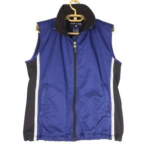 Ralph Lauren Polo Sport Vest Womens Small Blue Black Fleece Lined Full Zip Logo